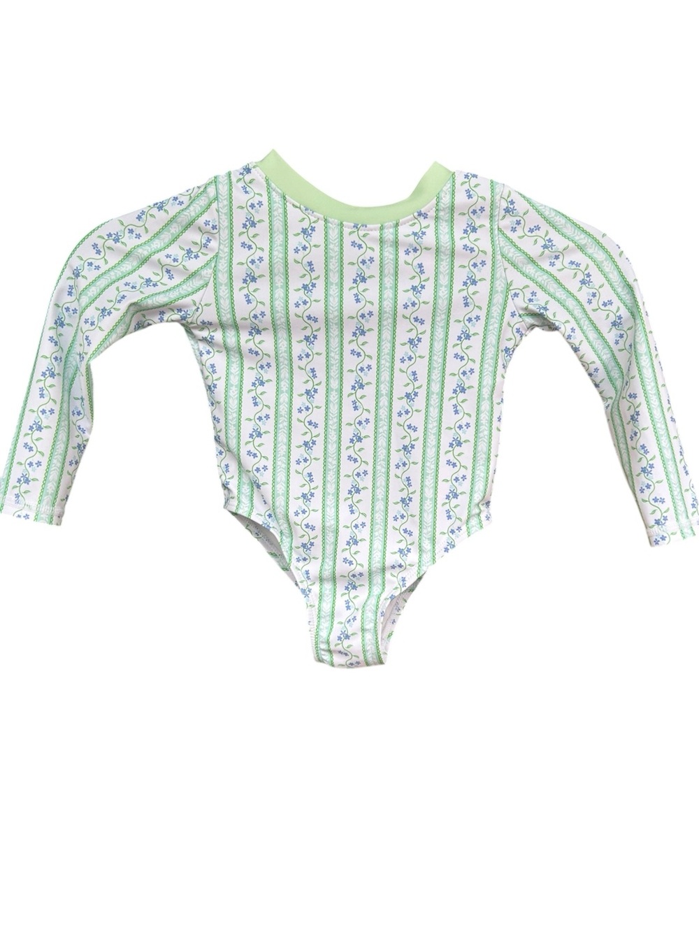 Nicole Miller Toddler Girl Blue Green Ruffle Floral‎ One Piece Swimsuit 2T